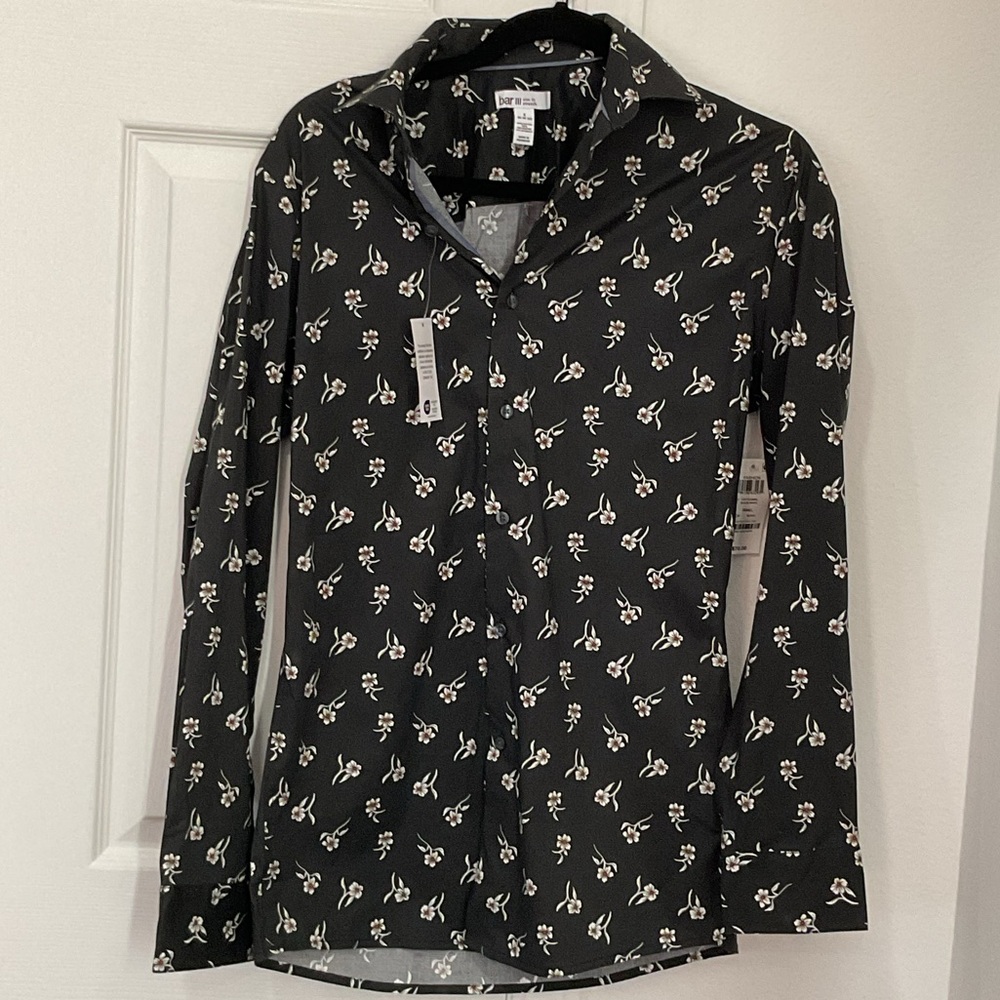 Bar III Black and White Floral Button Down Shirt nwt small women’s blouse